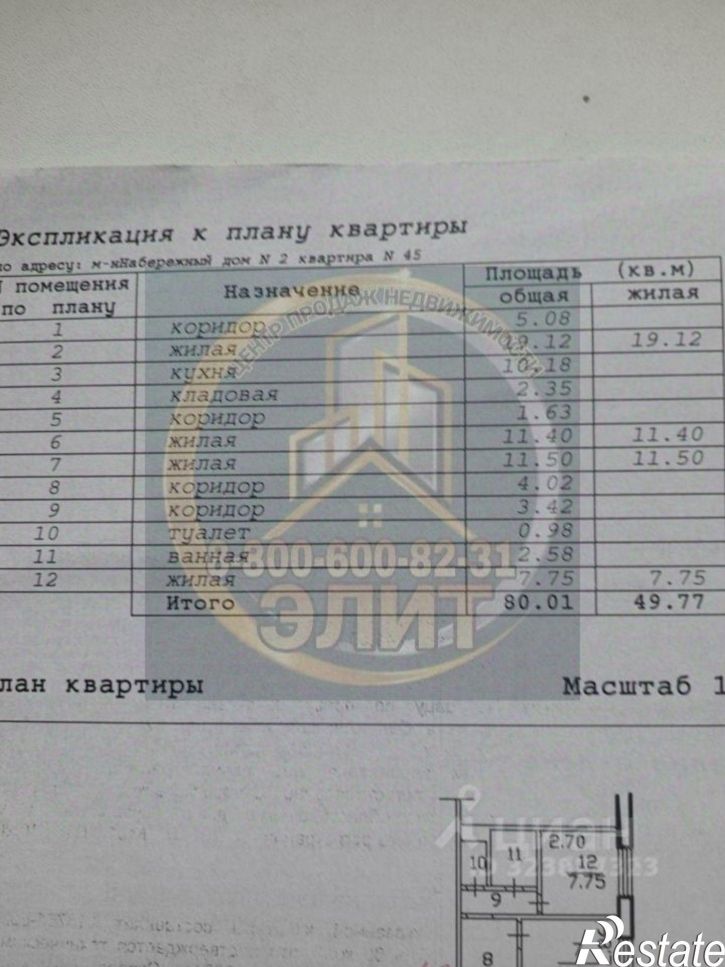 4-комн квартира Набережный мкр, 2,  д. 2