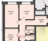 3-комн, 71кв м, этаж 13/14 Юбилейный мкр, 4