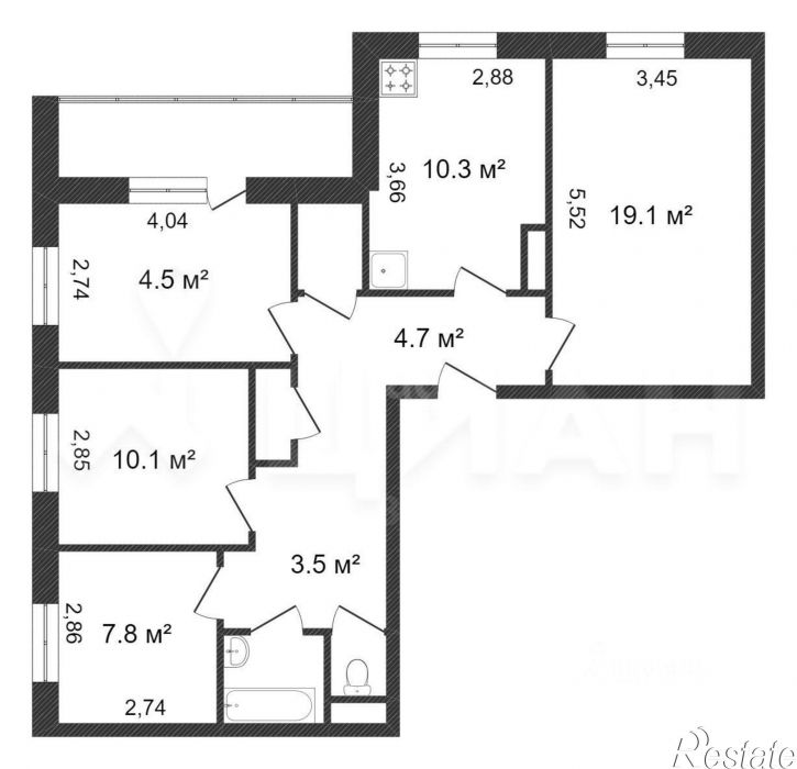 4-комн квартира Юбилейный мкр, 2,  д. 2