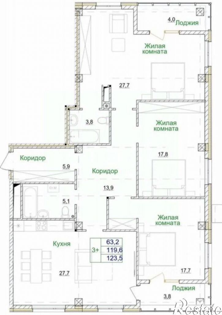 4-комн квартира мкр Космос, 11,  д. 11