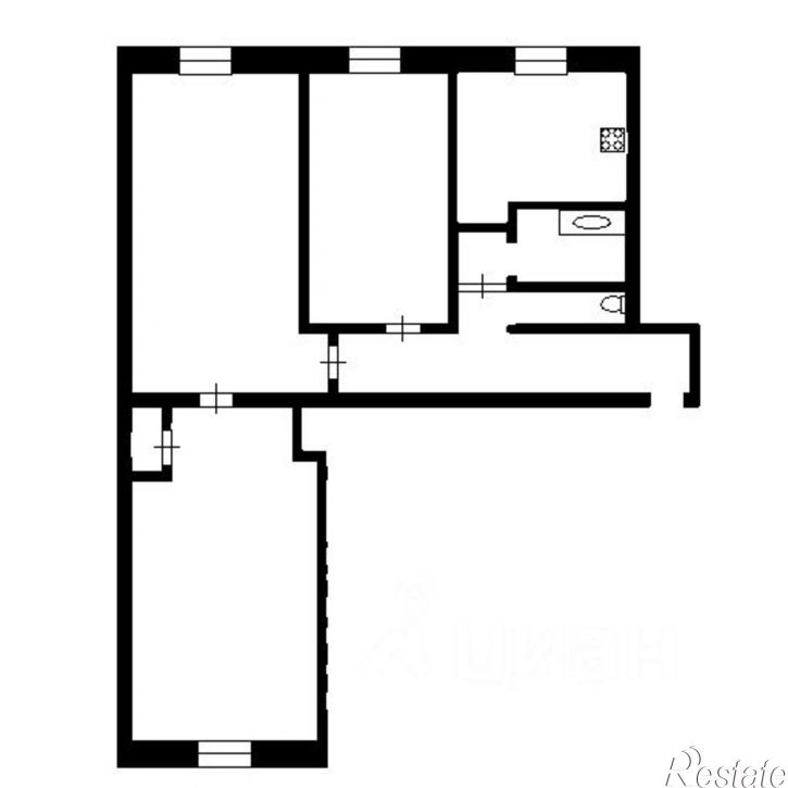 3-комн квартира мкр Лебединец, 2,  д. 2