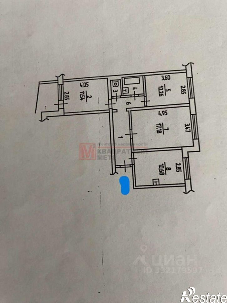 3-комн квартира мкр Конева, 1,  д. 1
