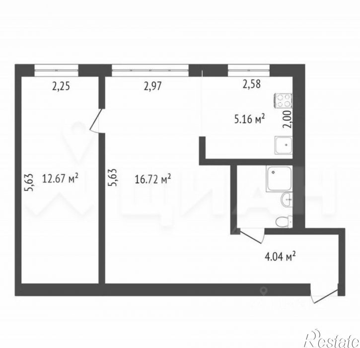 2-комн квартира Интернациональный мкр, 34,  д. 34